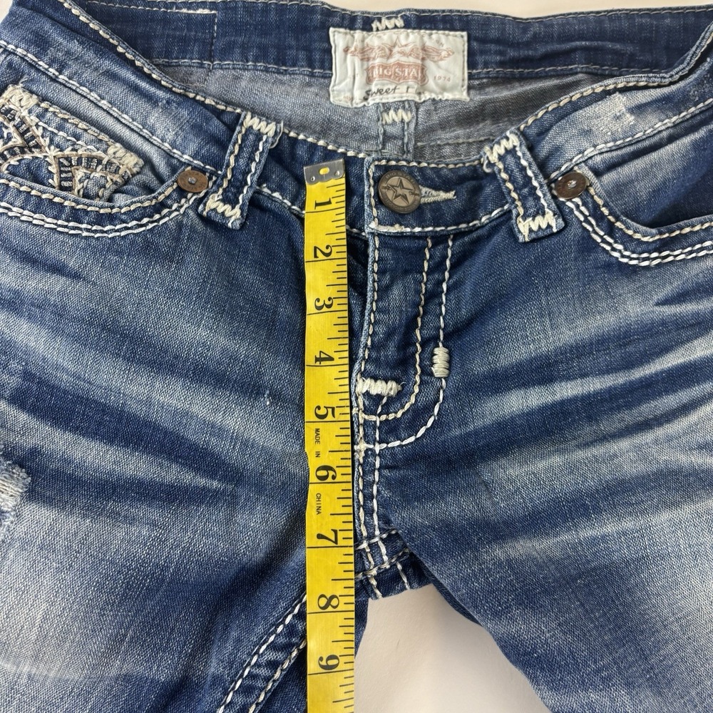 Big Star Jeans Womens 29R Denim Low Rise Sweet Flare Pocket Embroidered - Picture 13 of 16